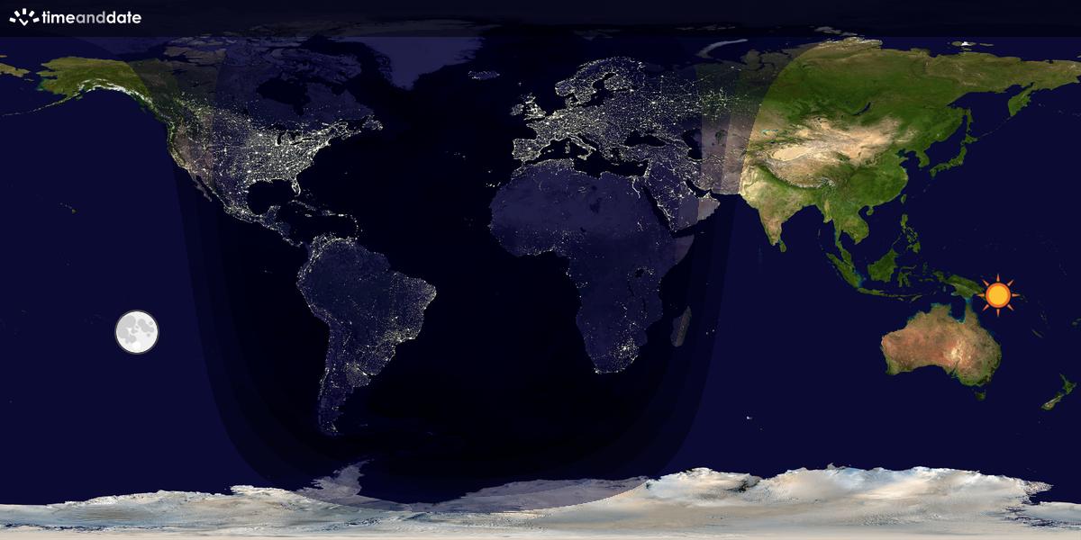 Verdenskart som viser dag og natt 