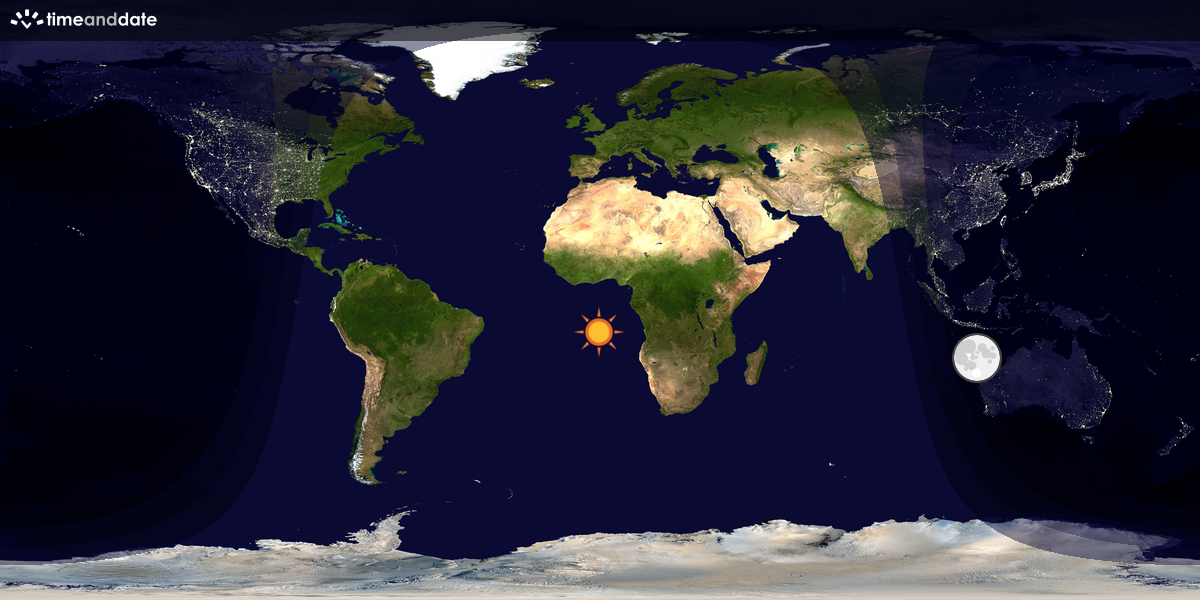 Verdenskart som viser dag og natt 