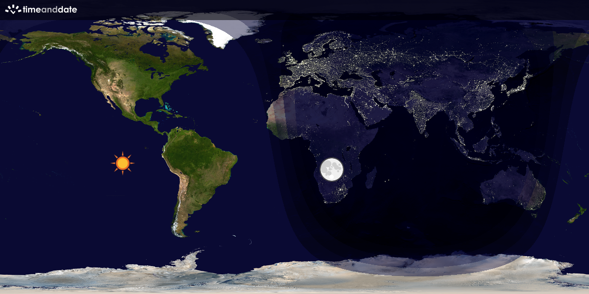 Verdenskart som viser dag og natt 