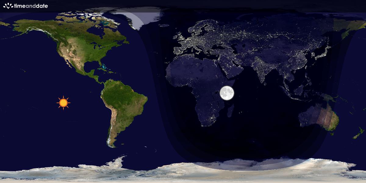 Verdenskart som viser dag og natt 