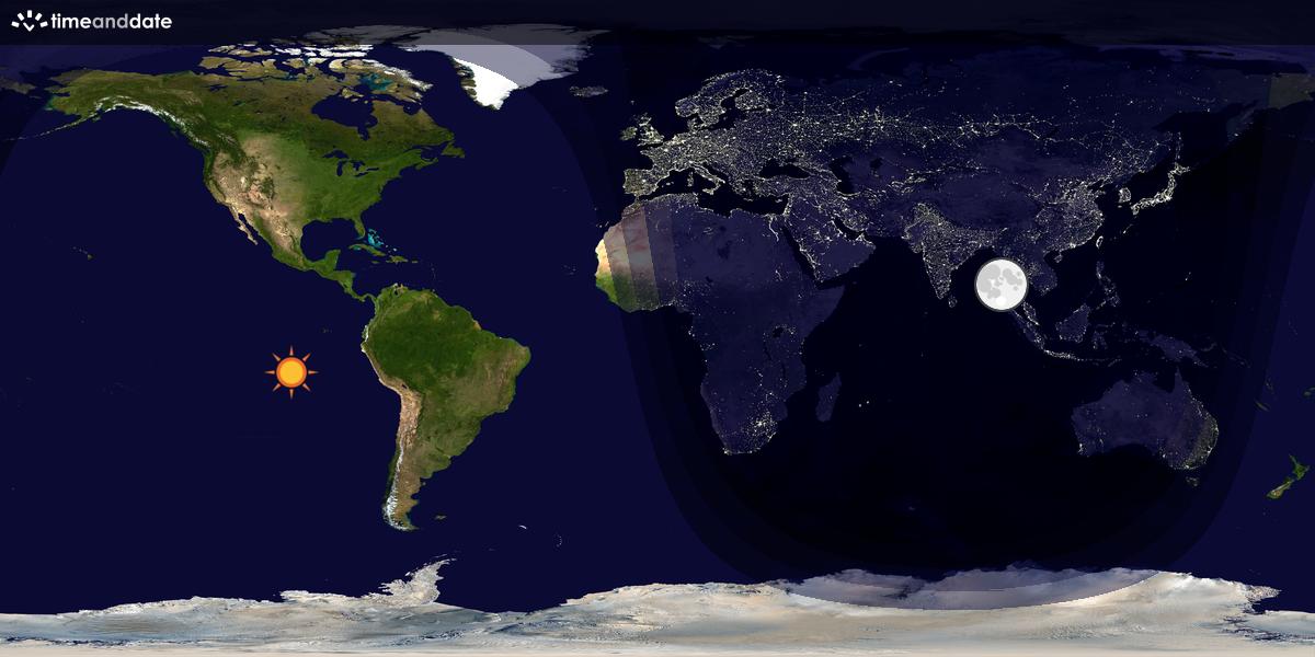 Verdenskart som viser dag og natt 