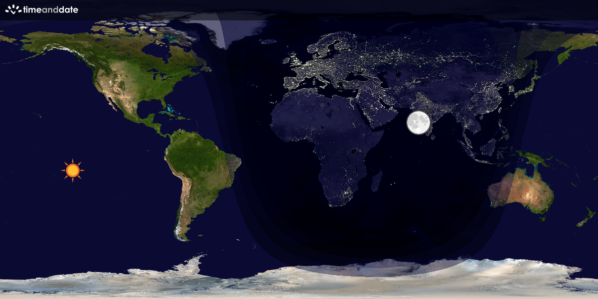 Verdenskart som viser dag og natt 