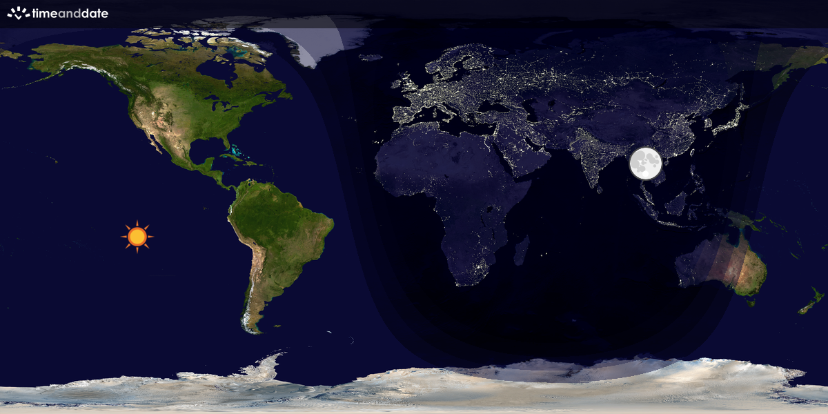 Verdenskart som viser dag og natt 