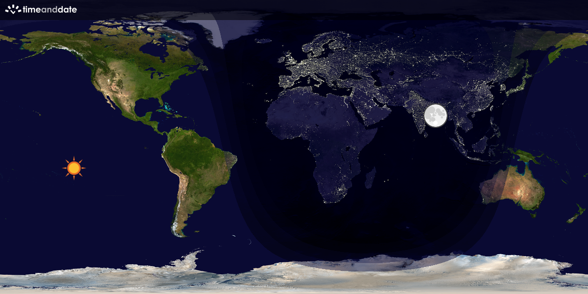 Verdenskart som viser dag og natt 
