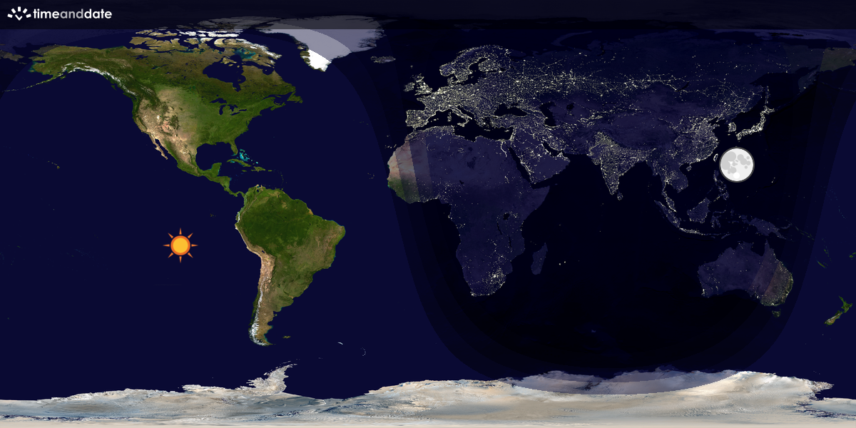 Verdenskart som viser dag og natt 