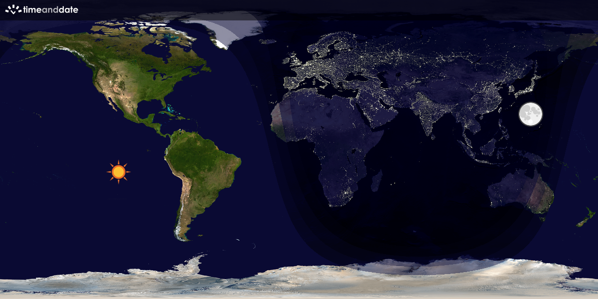 Verdenskart som viser dag og natt 