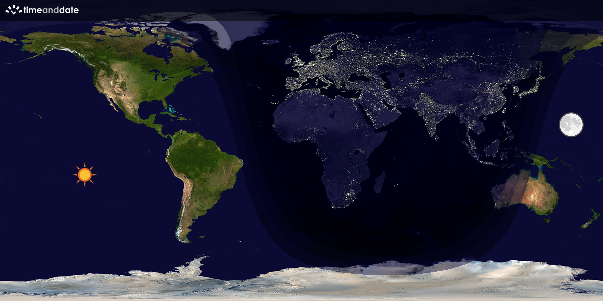 Verdenskart som viser dag og natt 