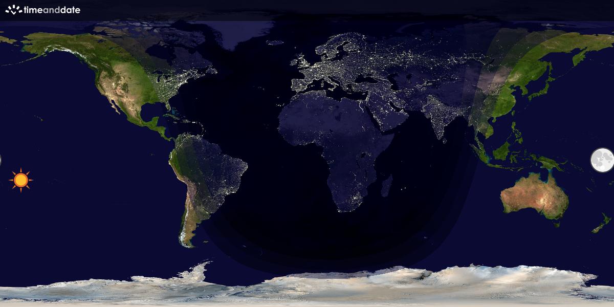 Verdenskart som viser dag og natt 