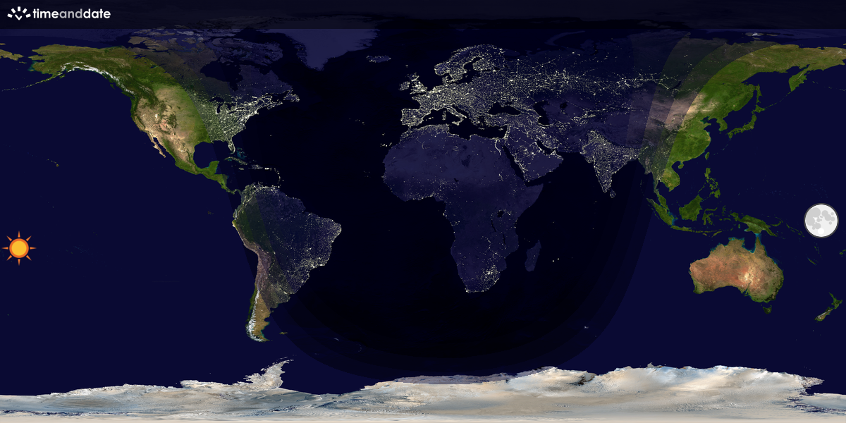 Verdenskart som viser dag og natt 