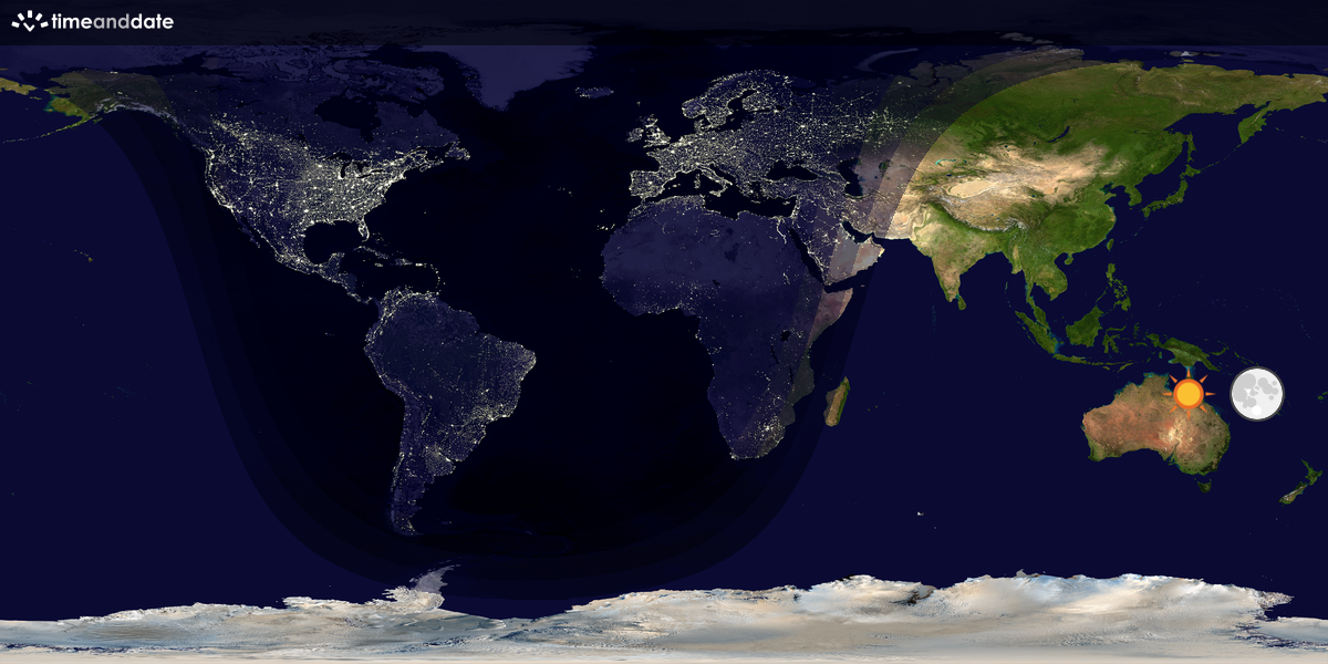 Verdenskart som viser dag og natt 