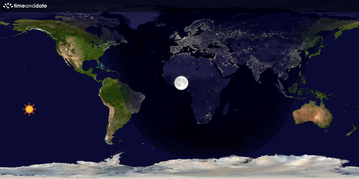 Verdenskart som viser dag og natt 