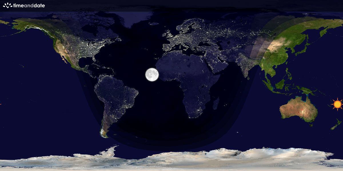 Verdenskart som viser dag og natt 