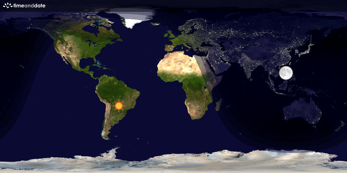 Verdenskart som viser dag og natt 