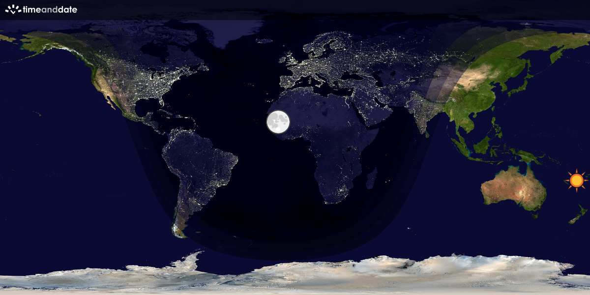 Verdenskart som viser dag og natt 