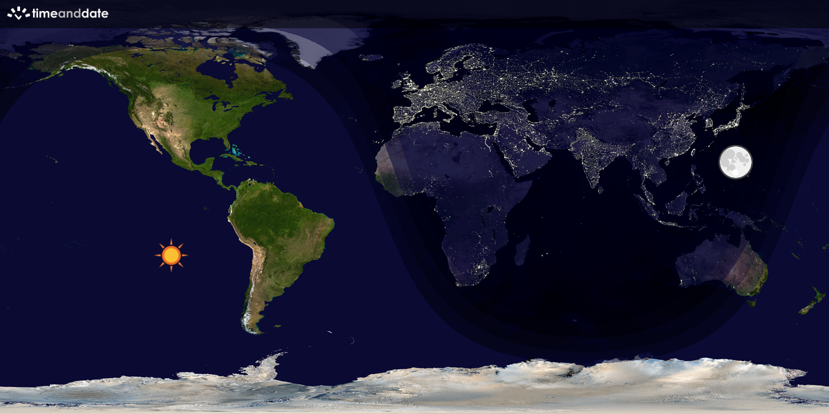 Verdenskart som viser dag og natt 