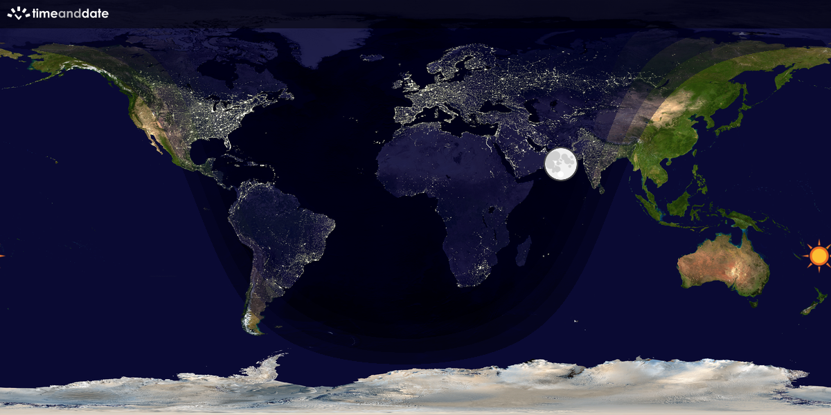 Verdenskart som viser dag og natt 
