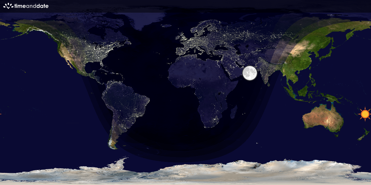 Verdenskart som viser dag og natt 