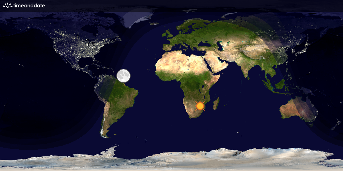 Verdenskart som viser dag og natt 
