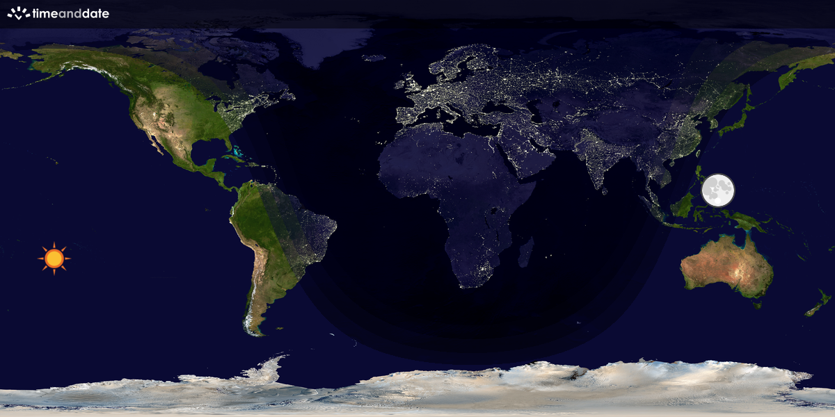 Verdenskart som viser dag og natt 