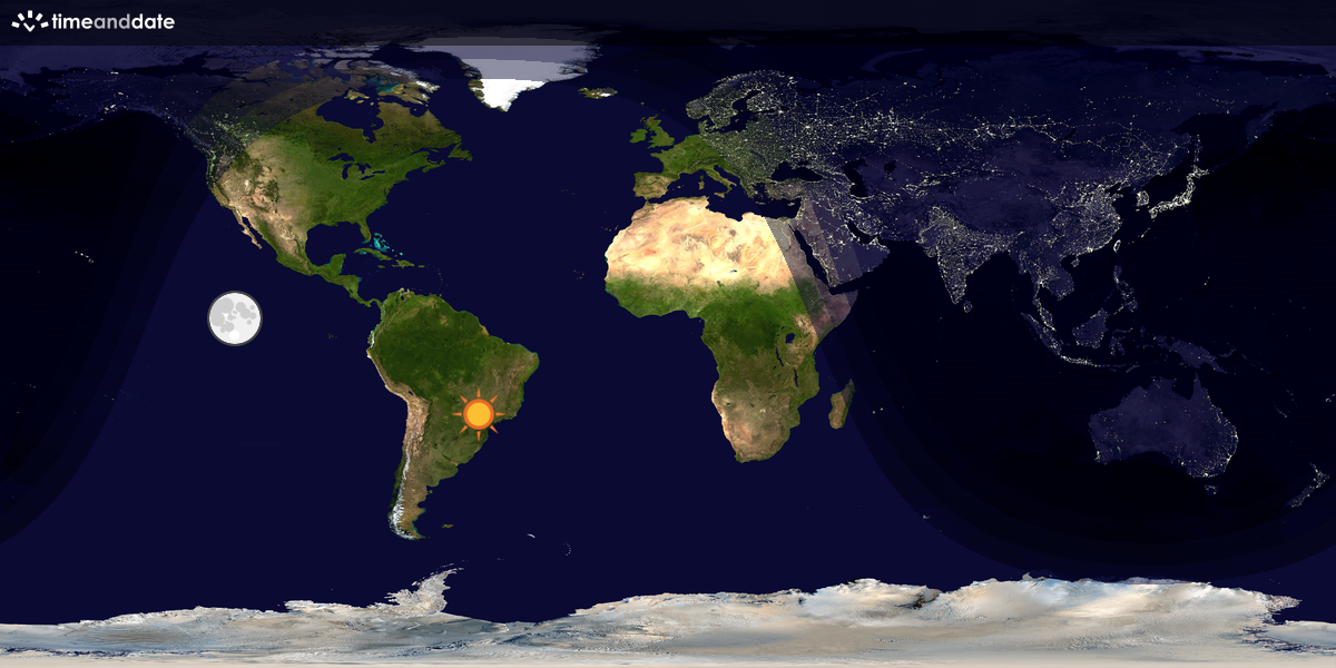 Verdenskart som viser dag og natt 