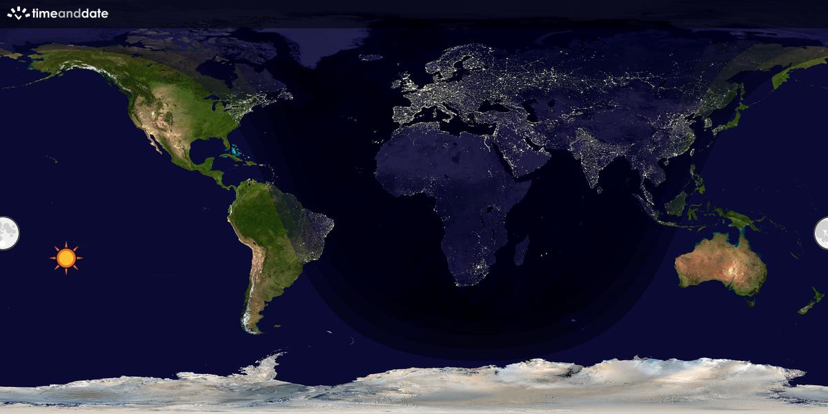 Verdenskart som viser dag og natt 