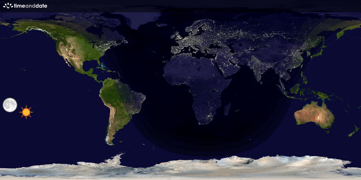 Verdenskart som viser dag og natt 