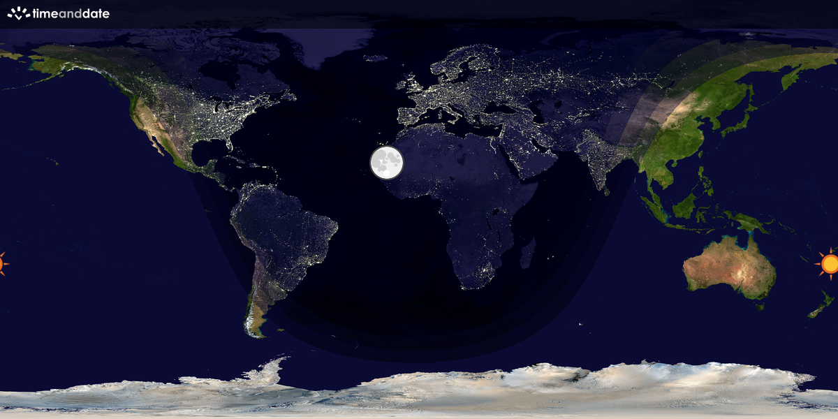 Verdenskart som viser dag og natt 