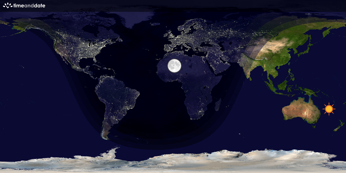 Verdenskart som viser dag og natt 