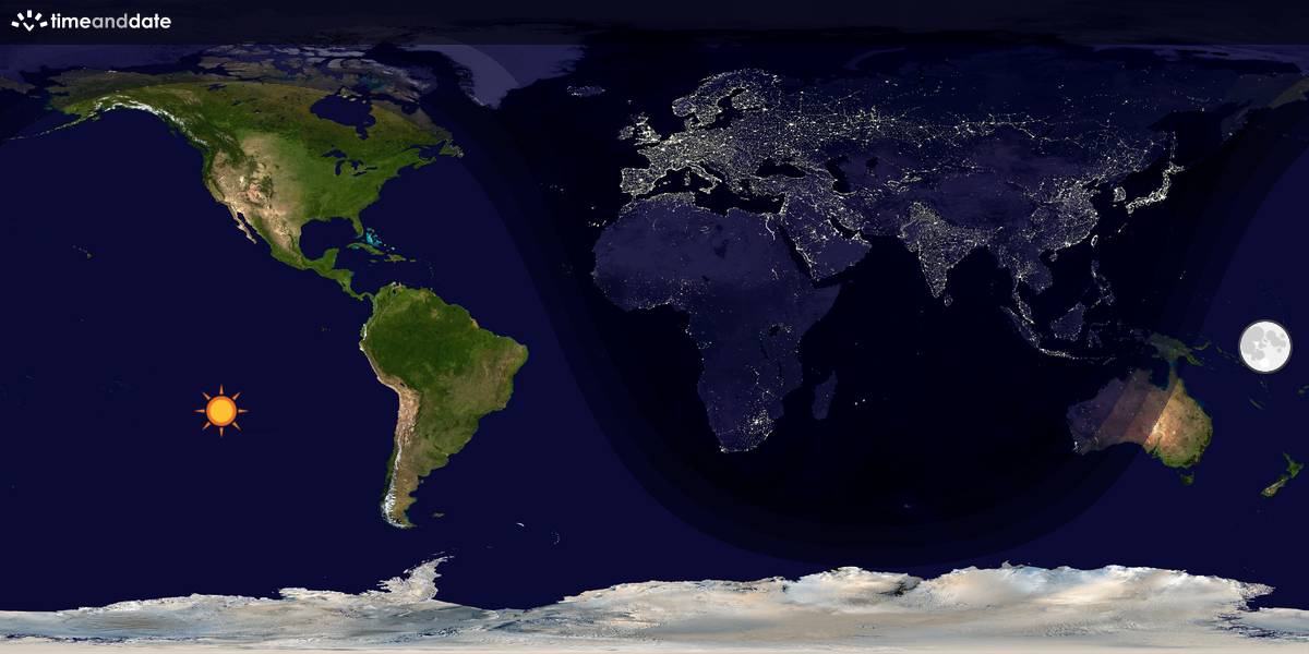 Verdenskart som viser dag og natt 