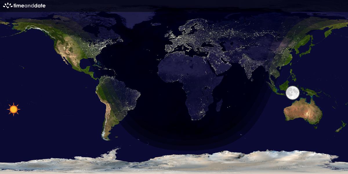 Verdenskart som viser dag og natt 