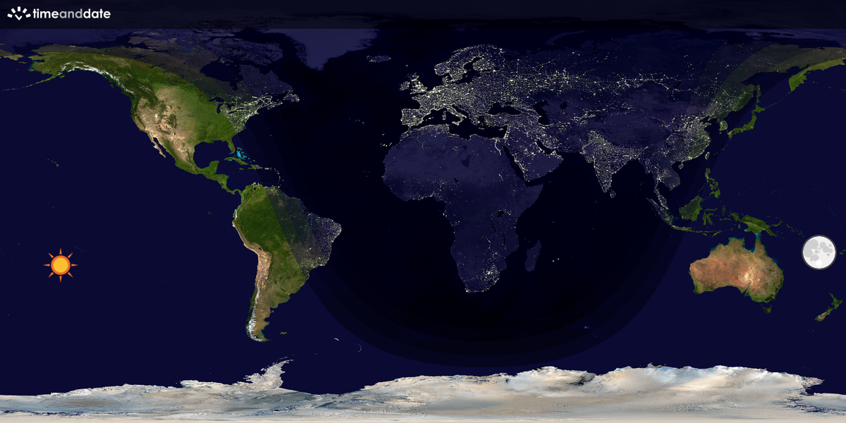 Verdenskart som viser dag og natt 