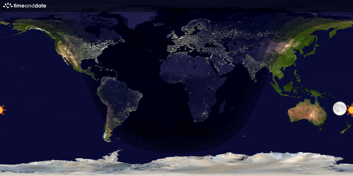 Verdenskart som viser dag og natt 