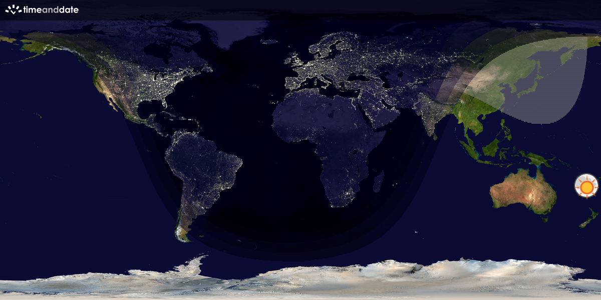 Verdenskart som viser dag og natt 
