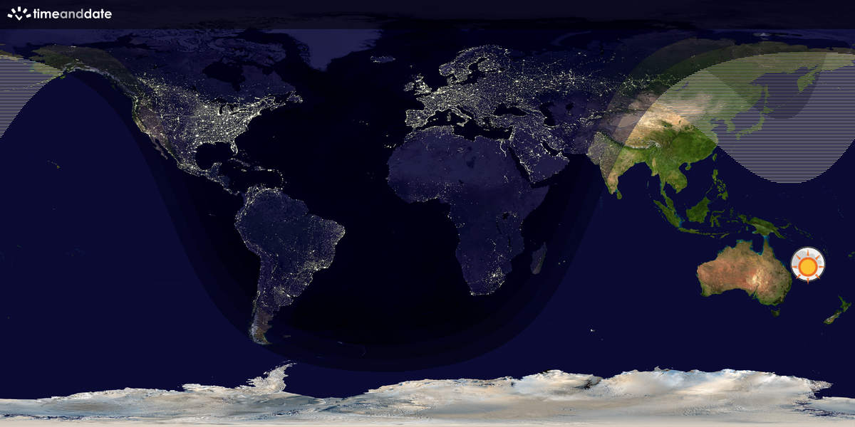 Verdenskart som viser dag og natt 