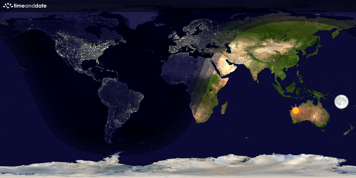 Verdenskart som viser dag og natt 