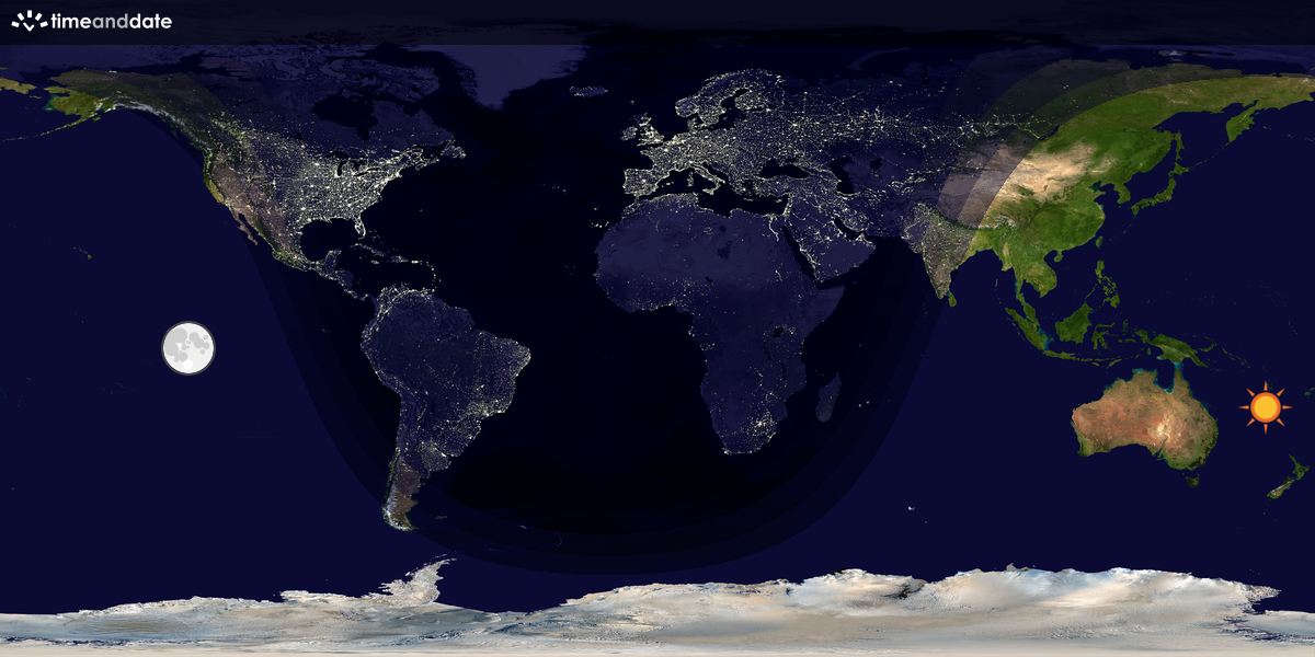 Verdenskart som viser dag og natt 