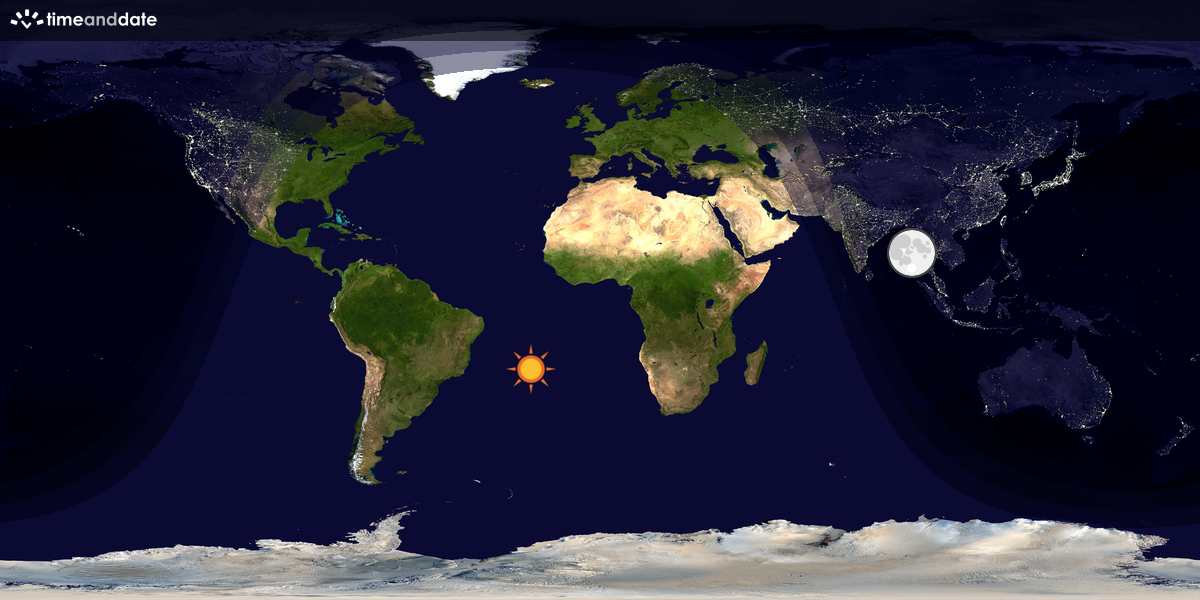 Verdenskart som viser dag og natt 