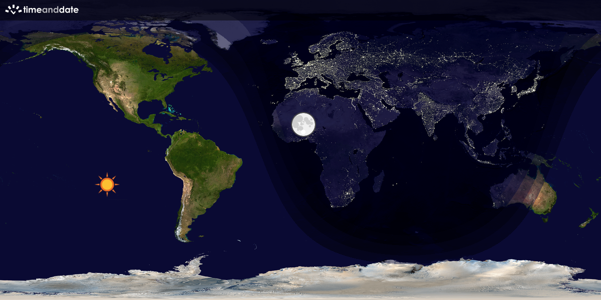 Verdenskart som viser dag og natt 