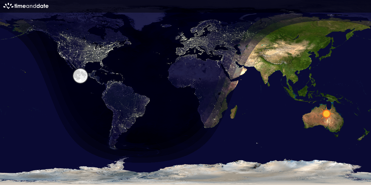 Verdenskart som viser dag og natt 