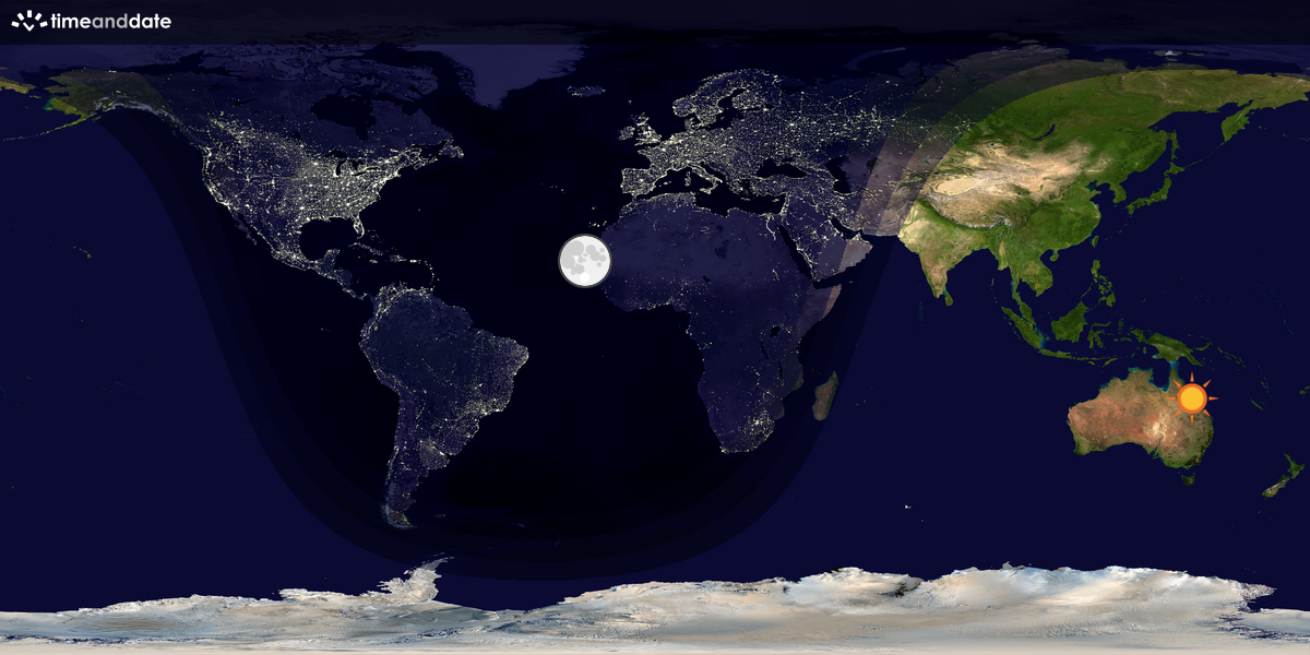 Verdenskart som viser dag og natt 