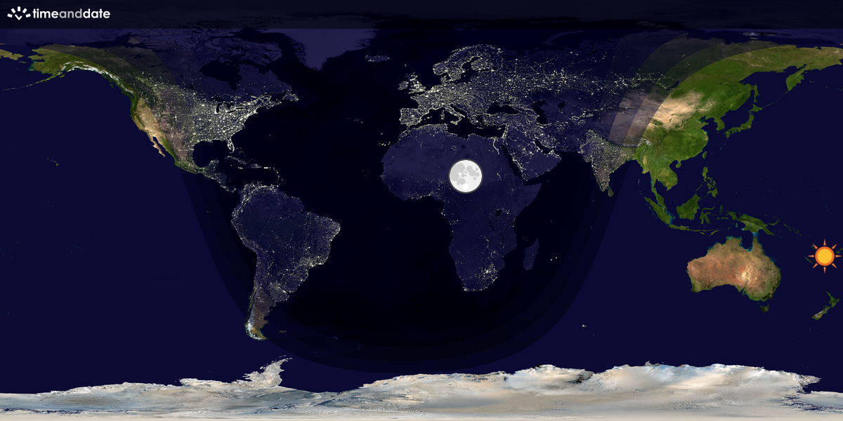 Verdenskart som viser dag og natt 
