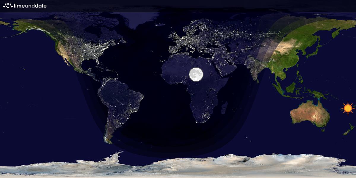 Verdenskart som viser dag og natt 