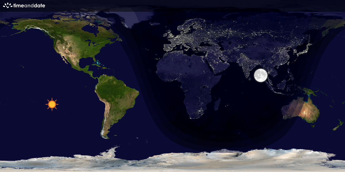 Verdenskart som viser dag og natt 