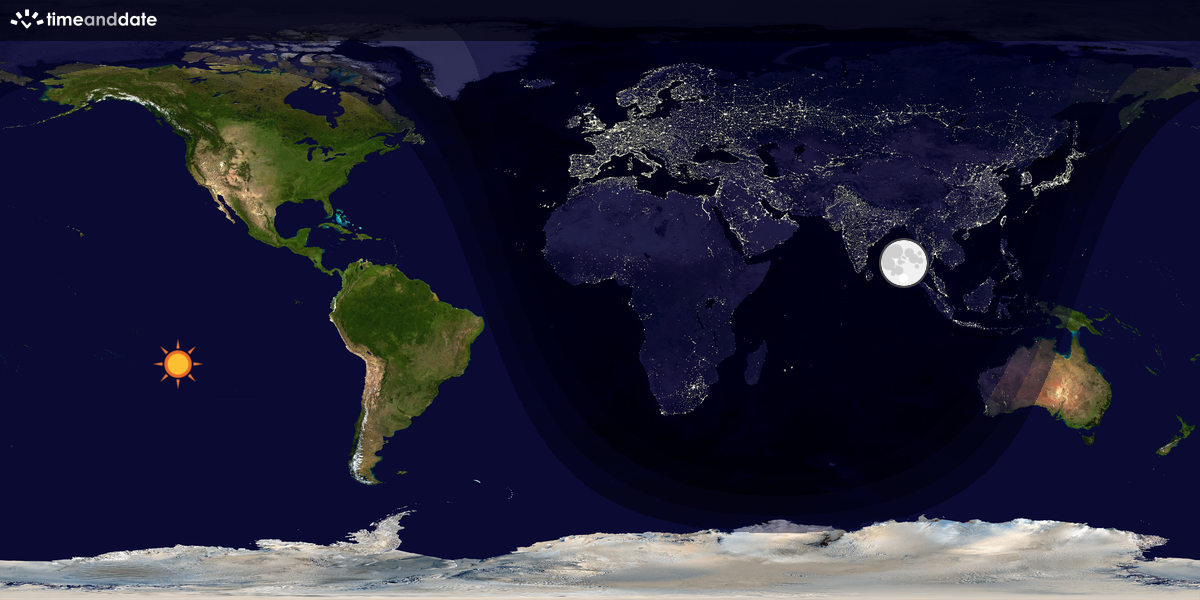 Verdenskart som viser dag og natt 