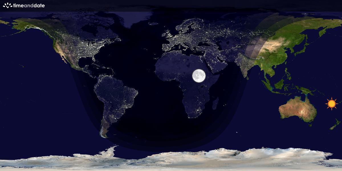 Verdenskart som viser dag og natt 
