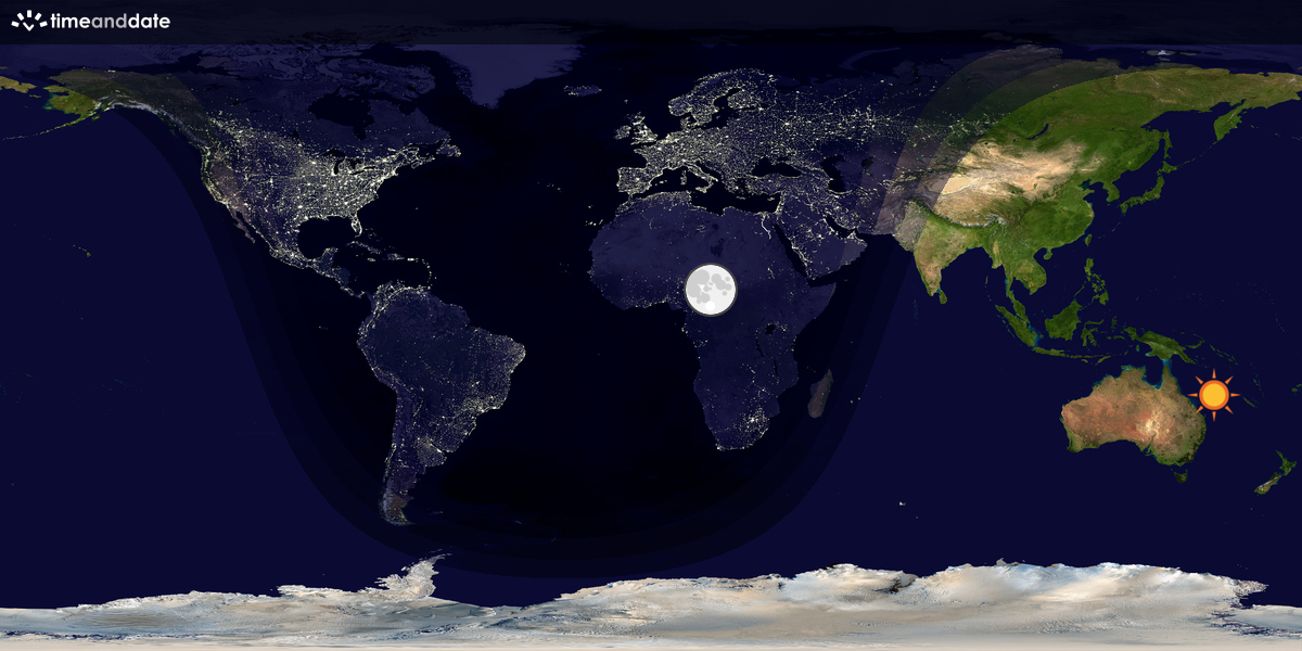 Verdenskart som viser dag og natt 