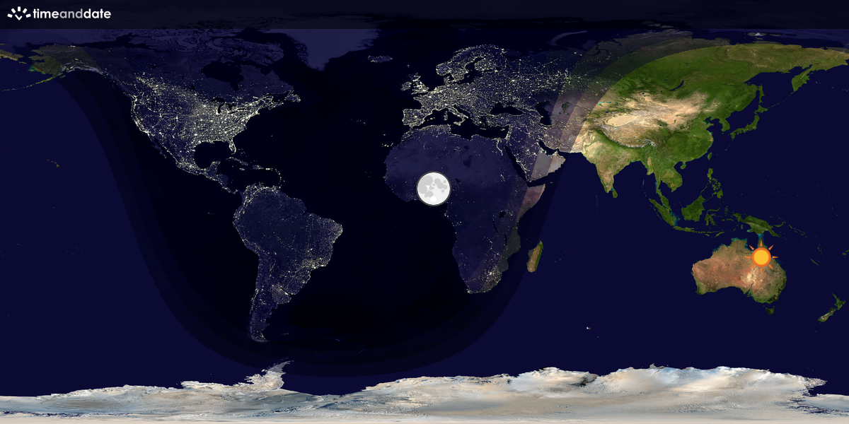 Verdenskart som viser dag og natt 