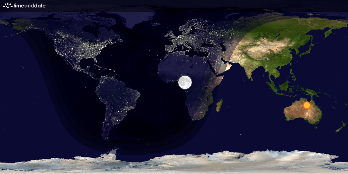Verdenskart som viser dag og natt 