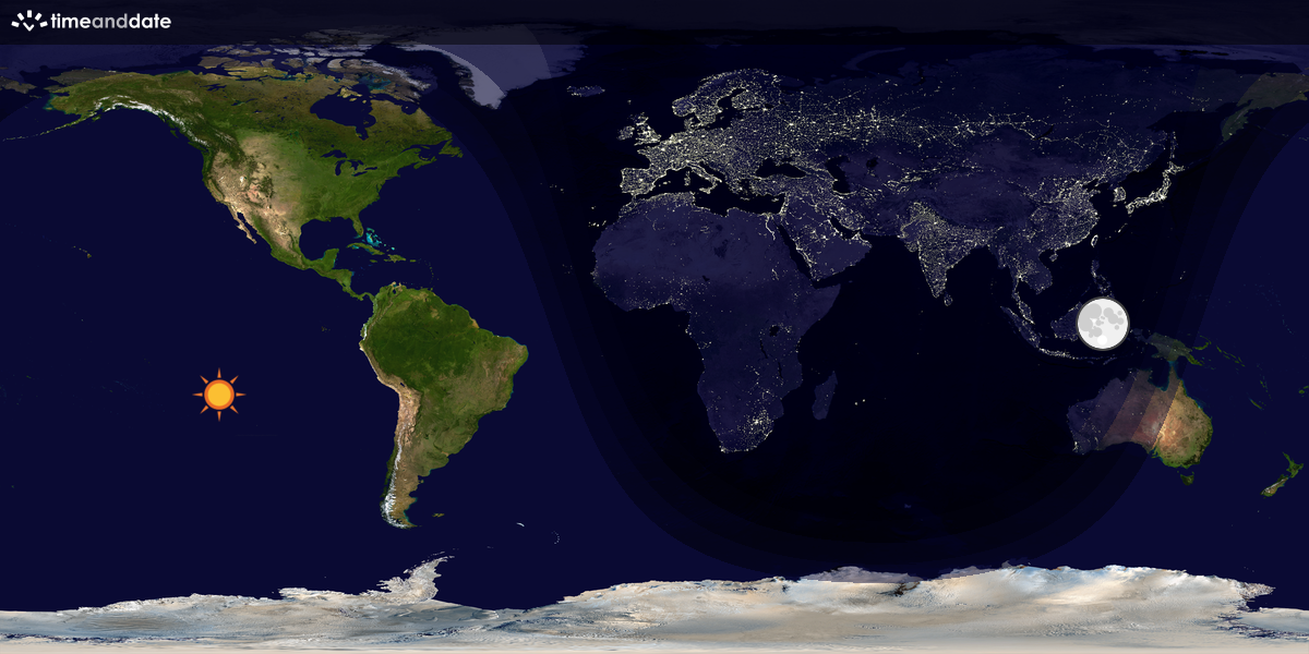 Verdenskart som viser dag og natt 