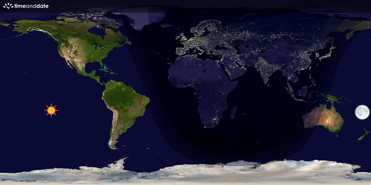 Verdenskart som viser dag og natt 